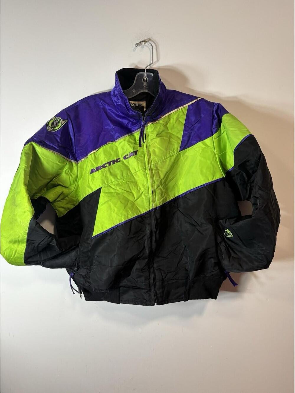 Vintage Team Arctic Cat Snowmobile Jacket Retro Youth  16 Purple Green